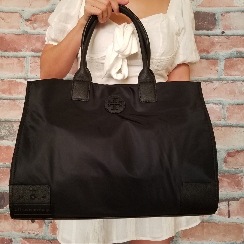 Tory Burch ella nylon tote black BAG LARGE new - Picture 8 of 10